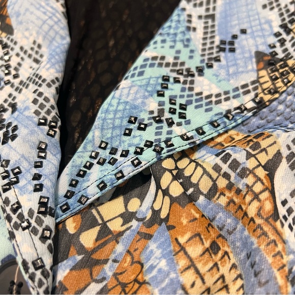 ALBERTO MAKALI Snakeskin Print Fitted Stretch Jacket Embellished Blue Size XL - Picture 7 of 14